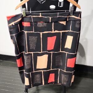 Nine West Black, Red, and Tan Pencil Skirt